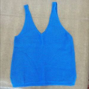 Peach Bright Blue Knit Tank Top